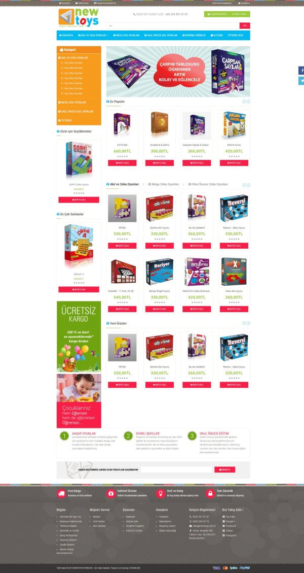 E-Ticaret Sitesi www.newtoys.com.tr Web Site Tasarımı & Yazılımı